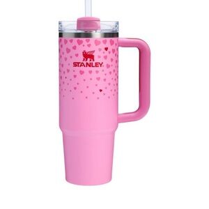 Stanley Pink Water Bottle with Textured Surface and Secure Lid